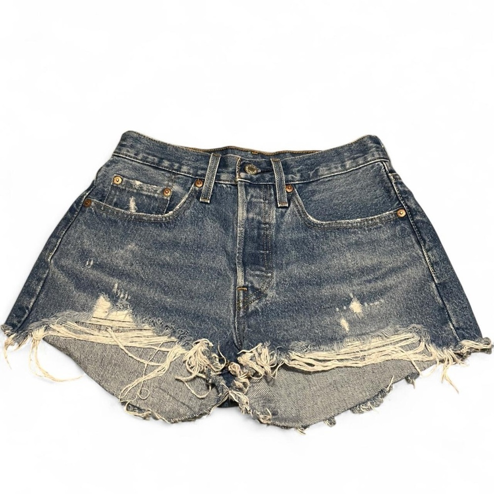 Levi's Blue Distressed Jean Shorts